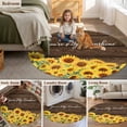 thumbnail image 5 of Sunflowers Round Area Rug 5Ft Washable Circle Rugs for Living Room Bedroom, Wooden Yellow Summer Botanical Elegant Pastoral Non-Slip Carpet Floor Mats Indoor Outdoor Carpet Runner Home Decor, 5 of 8