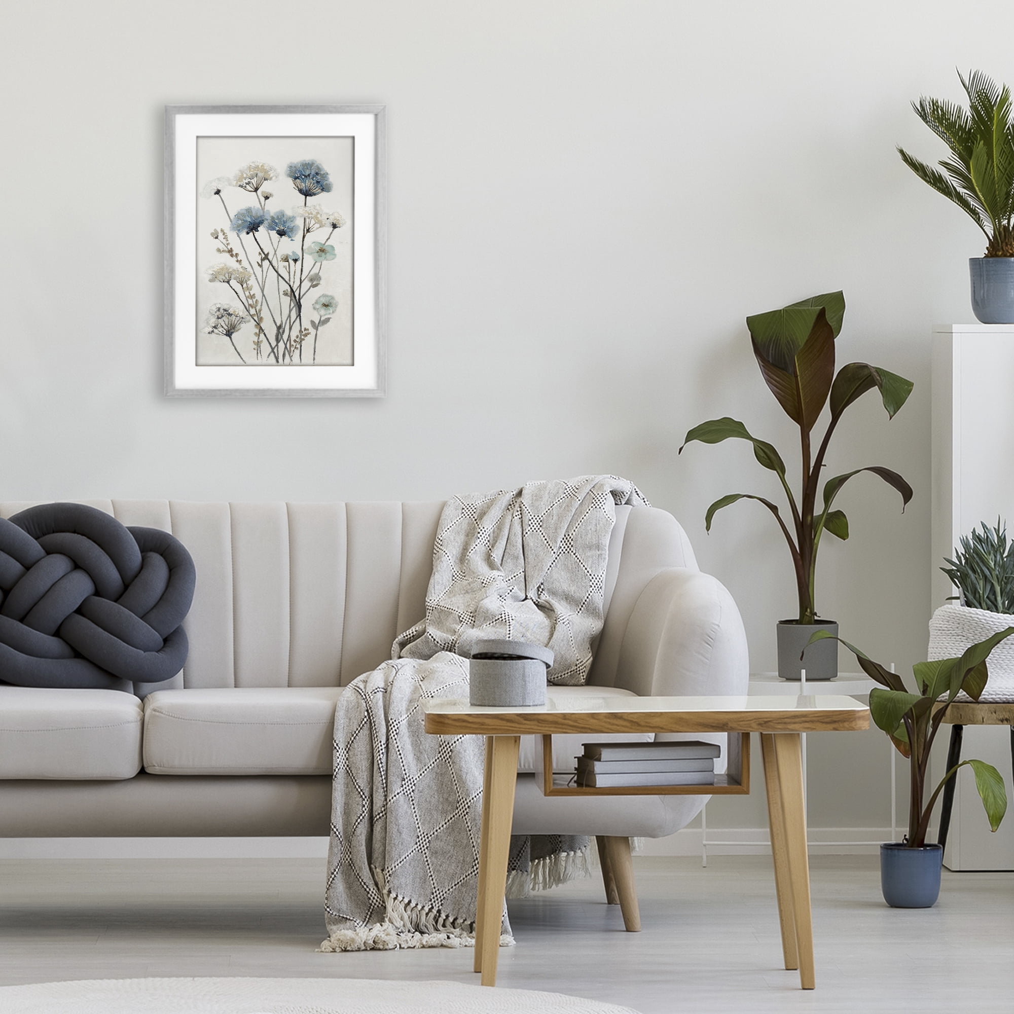 Stupell Industries Blue & Beige Garden Gray Framed Print Under Glass, design by Patricia Pinto