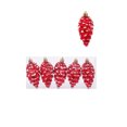 thumbnail image 2 of ZENVIVE Glittered Pinecone Christmas Ornaments, Set of 6 with Gold Caps and Hanging Loops, Festive Holiday Xmas Tree Party Home Indoor Display, Red Glitter, 2 of 5