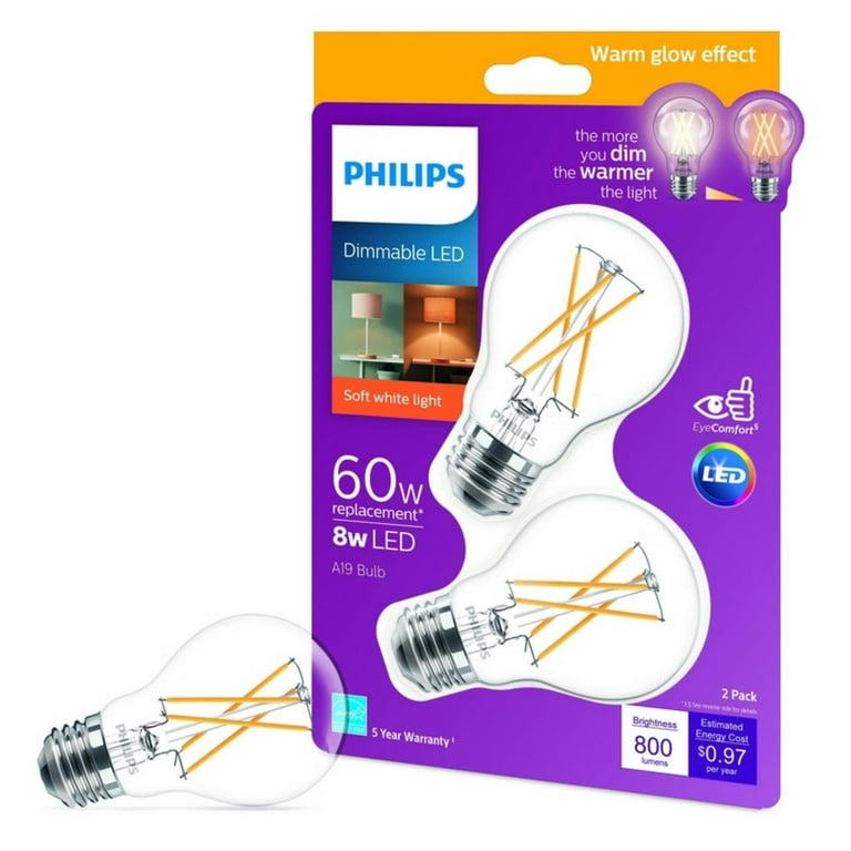 Warm Glow 2pk 60w A19 Wg Led Bulb 573477 - Walmart.com