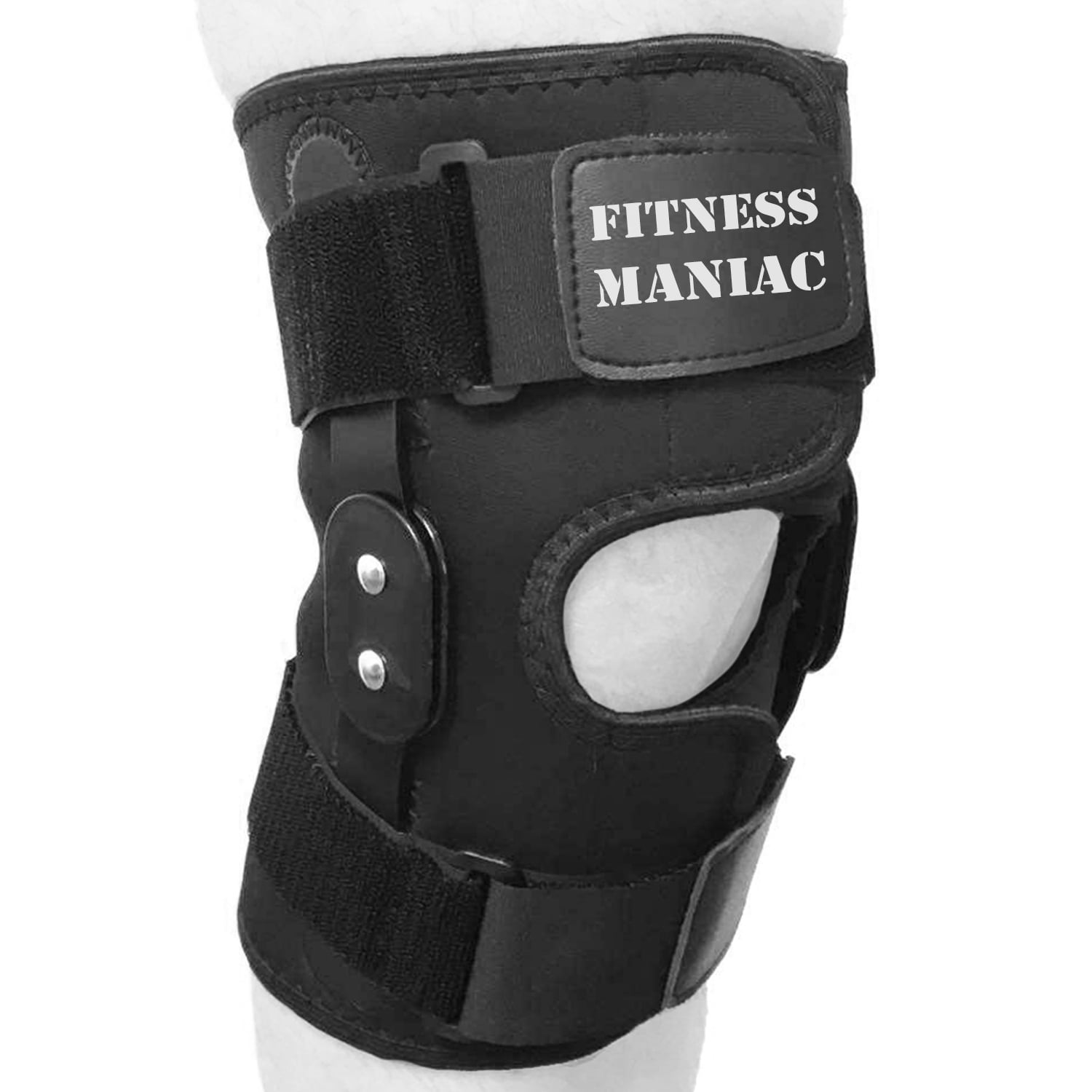 2X Hinged Knee Brace Adjustable Wraparound Open Patella Support Neoprene Medium