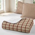 thumbnail image 4 of Manfei Classic Checkered Quilt King,Rustic Plaid King Coverlet Set,Beige Red,3 Pieces,1 Bedspread and 2 Pillowcases, 4 of 7