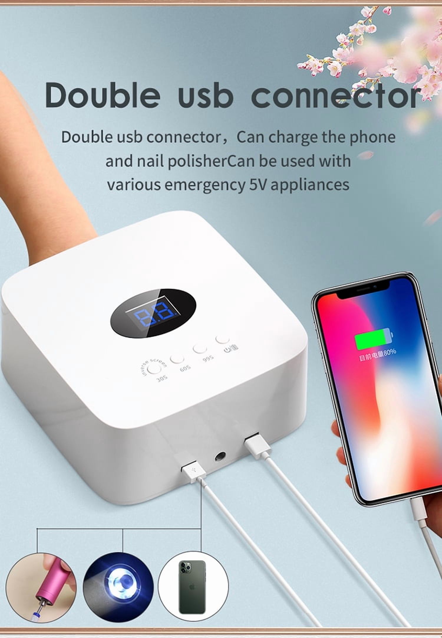Street Vendor Essential S50 Nail Lamp Rechargeable Wireless Lithium Battery UV Lamp Nail Polish Gel UV Night Market Curing Lamp