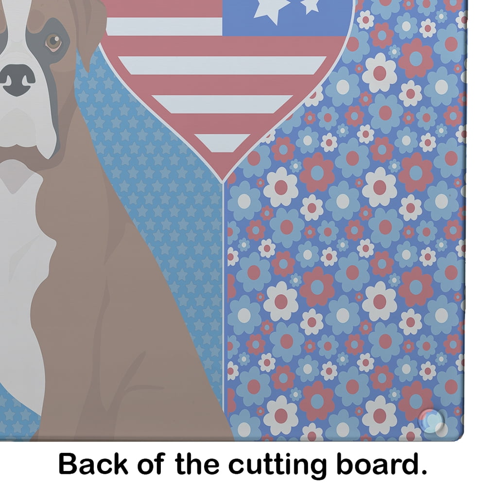 Natural Eared Red Fawn Boxer Glass Cutting Board Large 12 in x 15 in