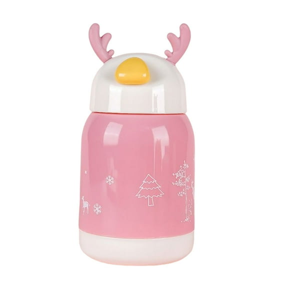 Cute Cartoon Water Cup Leakproof Portable Milk Coffee Cute Cartoon Container Bottle Drinking Tea Container Bottles for Dormitory School Pink