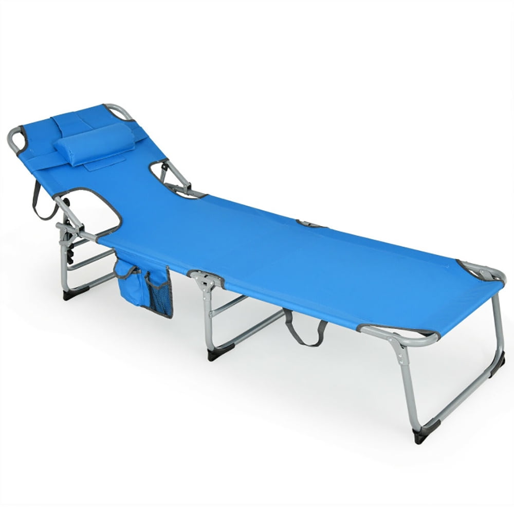 Aimee Lii Folding Beach Lounge Chair with Pillow for Outdoor, Patio Loungers, Blue