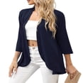thumbnail image 4 of JUNWELL Women‘s Casual Lightweight Open Front Cardigans Soft Draped Ruffles 3/4 Sleeve Cardigan S-XL, 4 of 7