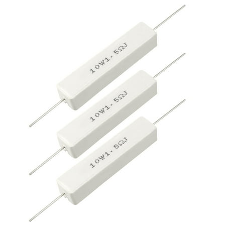 - 10W 1.5 Ohm Power Resistor Ceramic Cement Resistor Axial 3 Pcs White