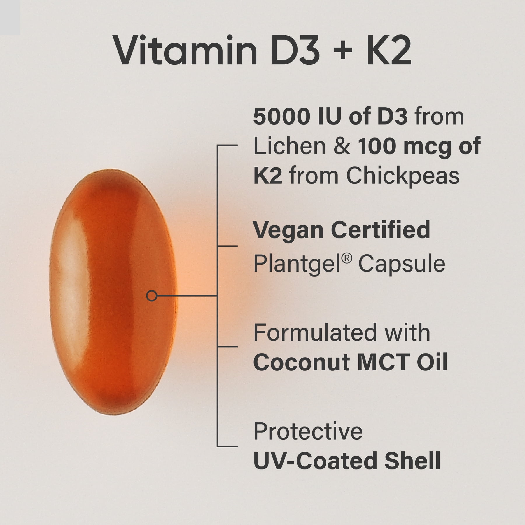 Sports Research® Vegan Vitamin D3 + K2 w/Coconut Oil, 30 Count Plantgels™