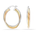 thumbnail image 6 of LeCalla 925 Sterling Silver Jewelry Three-Tone Intertwining Oval & Round Shape Polished Hoop Earrings for Women and Teen 33MM, 6 of 8