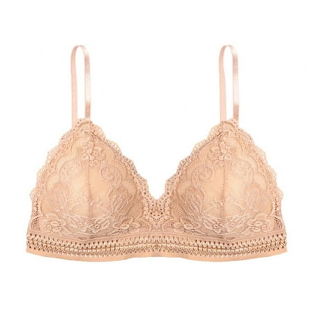 

EleaEleanor Women Fashion Lace Embroidery Bra Solid Color Thin Bra Female Underwear