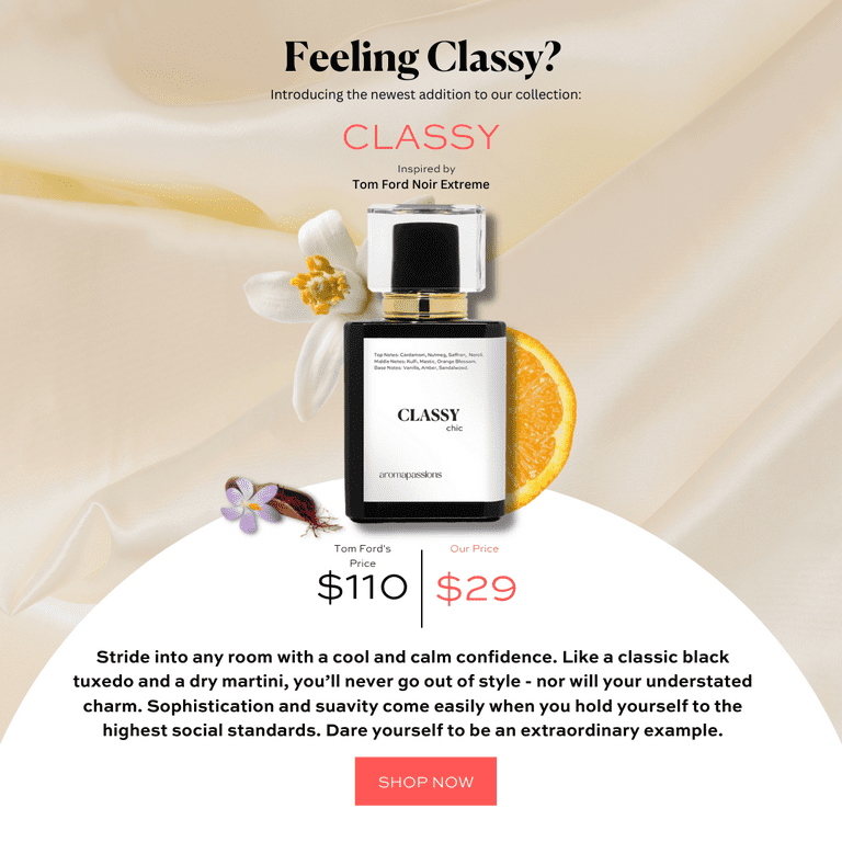 CLASSY, Inspired by TF NR EXTREME, Pheromone Perfume Cologne for Men, Extrait  De Parfum, Long Lasting Dupe Clone Essential Oil Fragrance