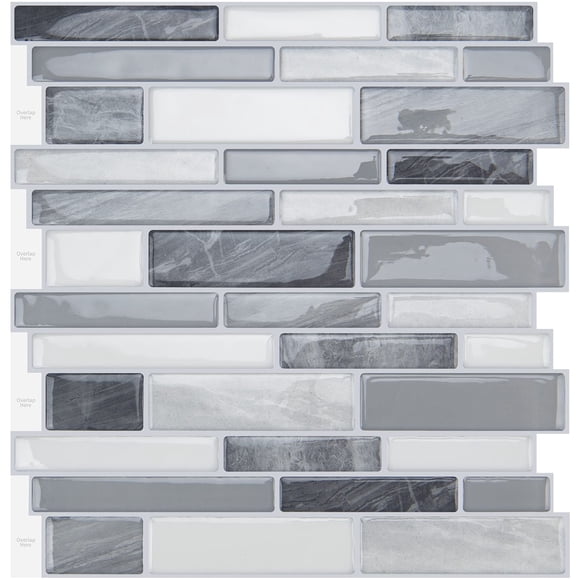 WOWSTAR Azulejos para salpicaduras de cocina con aspecto de mármol, 10 hojas, 12.0 x 12.0 in (10 grises)