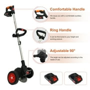Electric Weed Wacker Battery Powered 24V 4.0Ah, Cordless Grass Trimmer Battery Operated Stringless Brush Cutter, Lightweight Weed Trimmer/Lawn Edger/Weed Cutting Machine with 3 Types Blades