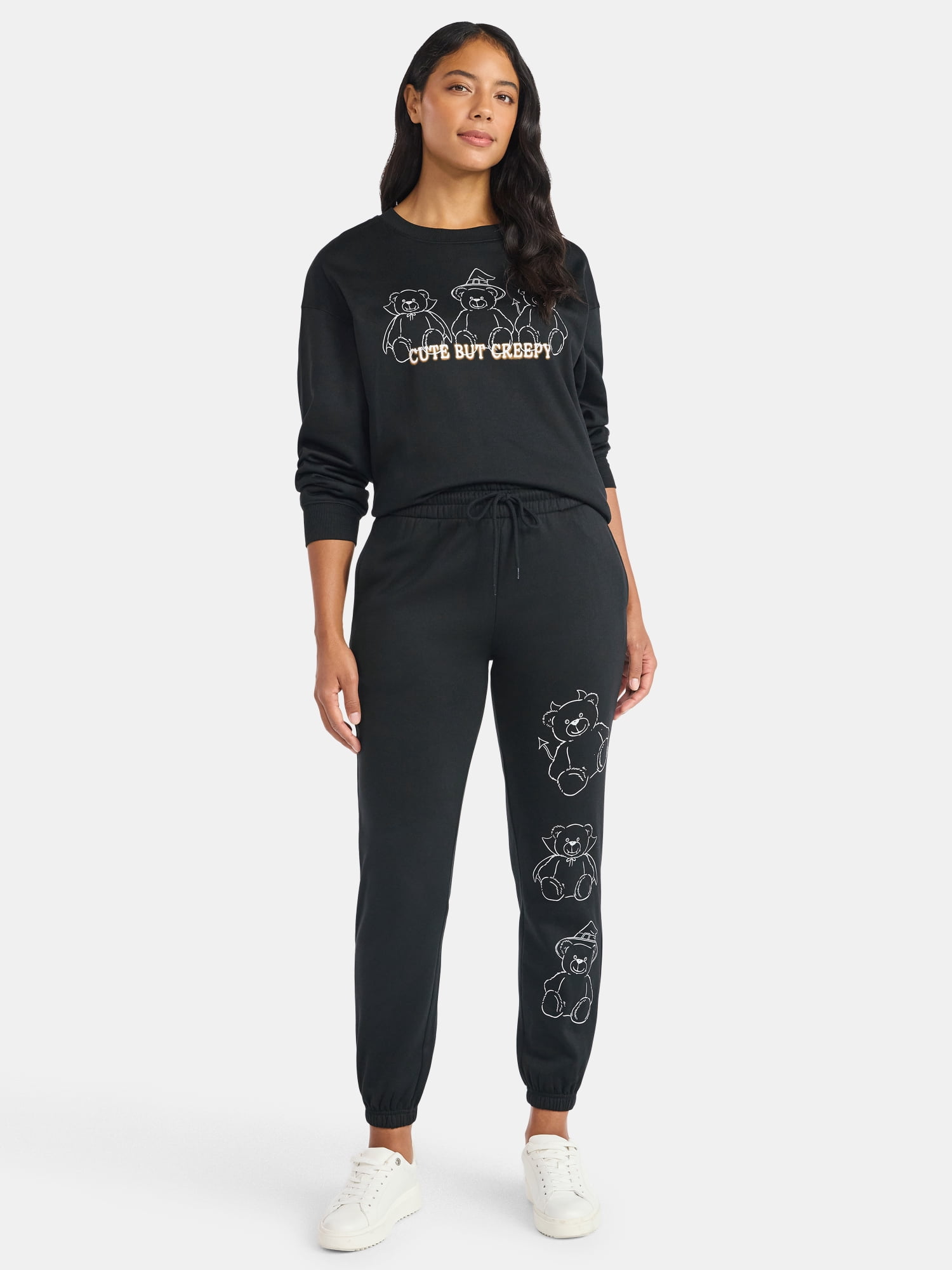 Cute But Creepy Women's Halloween Graphic Fleece Joggers, Sizes XXS-XXL