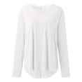 thumbnail image 4 of Hunpta Woman Fashion Casual Solid Color V Neck Loose Casual Long Sleeve Pocket T Shirt, 4 of 4