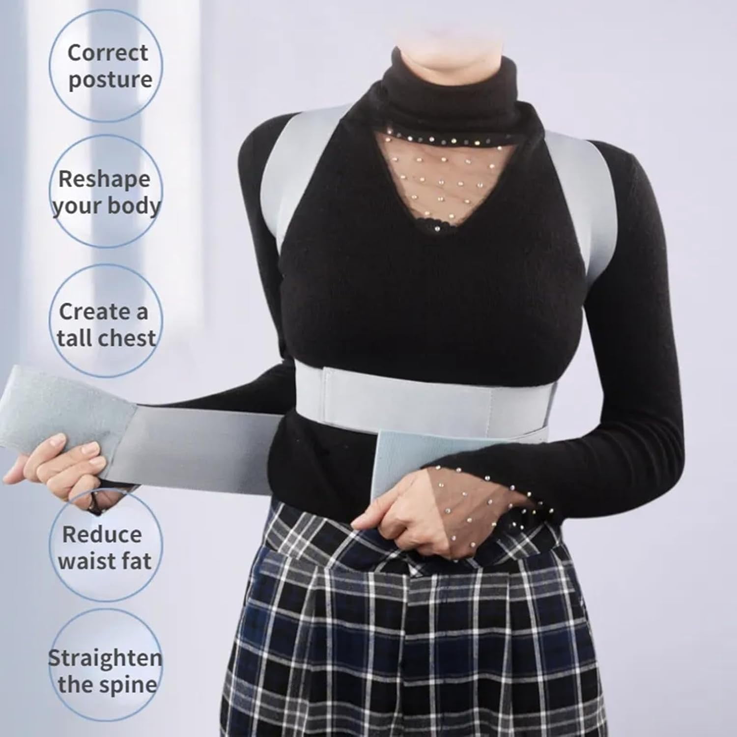 Invisible Back Posture Corrector, Scoliosis Back Brace Spine Belt, Shoulder Therapy Support, Adjustable MenWomen Poor Posture Correction Belt