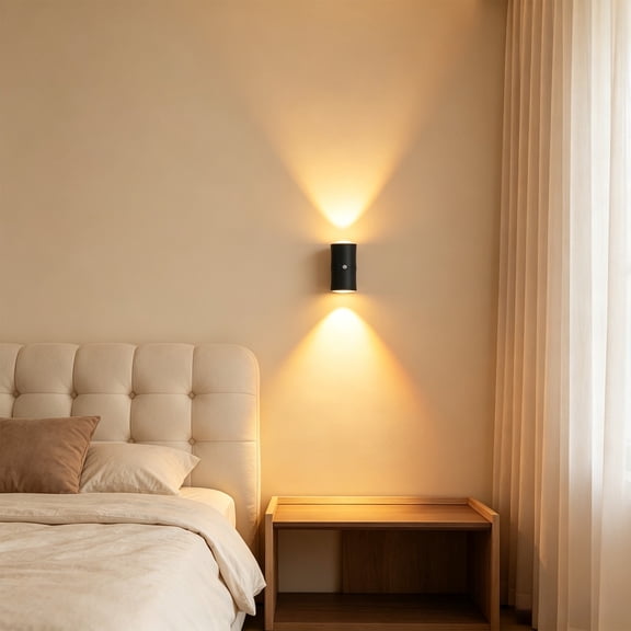 Double Head RGB Wall Sconce Motion Sensor LED Wall Light Type C Rechargeable 7 Color Lighting Effect Indoor Decor for Corridor Stair Bedroom Bar, Black, Versatile Seasonal Accent for Entryway Mantel