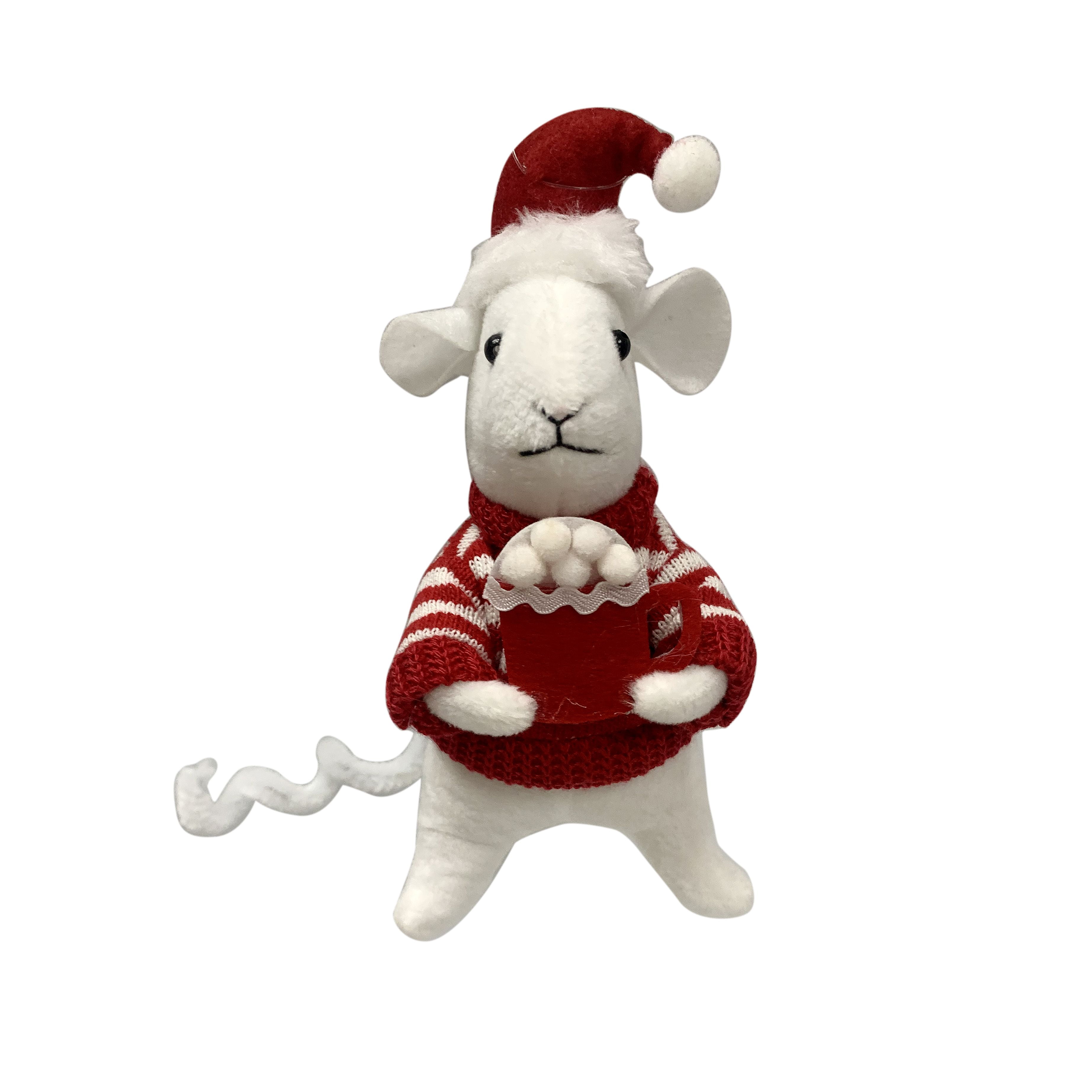 Holiday Time Mouse With Mushroom ,Hanging Christmas ornaments, 6-inch height