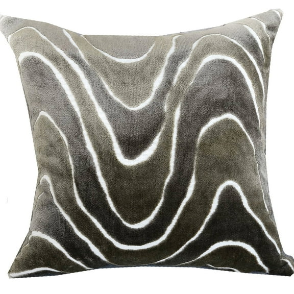 Plutus Brands Plutus Sensous Waves Taupe Ivory Greige Handmade Decorative Throw Pillow