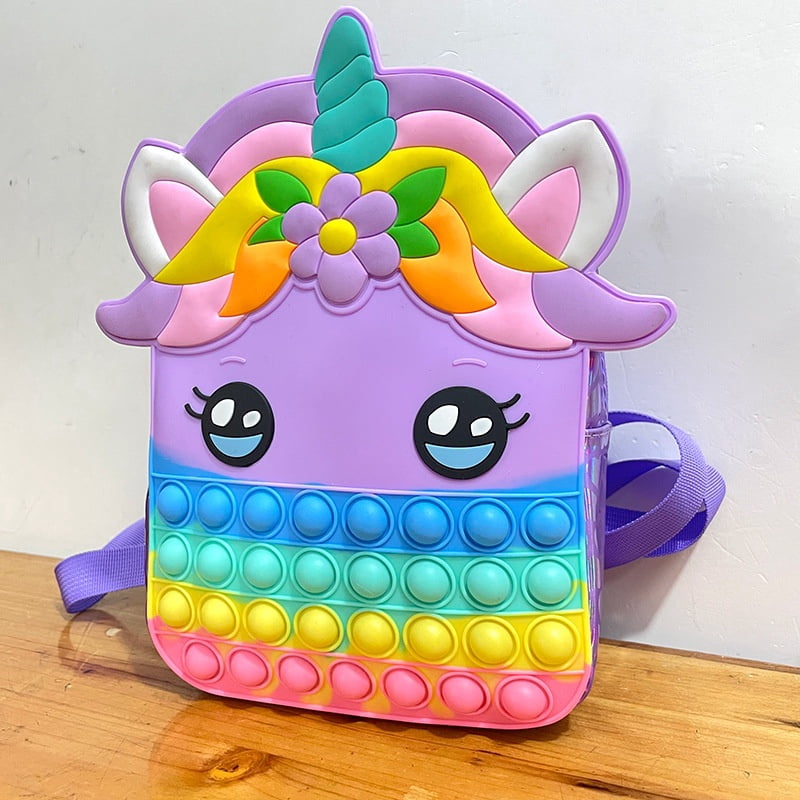 Bolso Unicornio Pop It Regalo Para Niña 3-10 Años – Juguete Antiestrés Con Accesorios, Bolsa De Hombro Impermeable Y Lavable, Ideal Cumpleaños