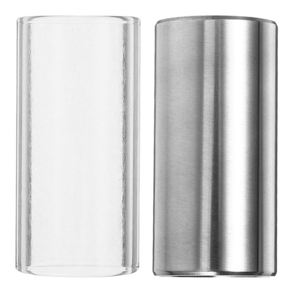 Pawsdot 2Pcs Glass Slide for Guitar Transparent and Silver