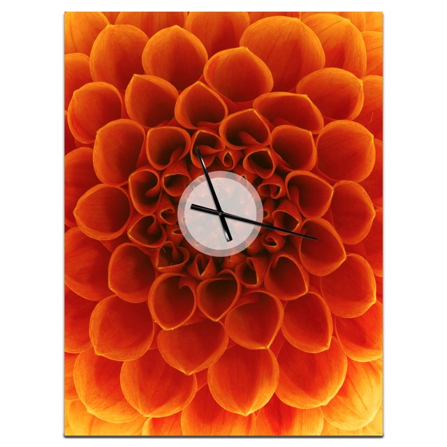 DesignArt Large Dark Yellow Flower and Petals Large Wall Clock