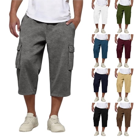 Big and Tall Long Shorts for Men Below Knee Cargo Short Pants Casual Summer Lightweight 3/4 Sweat Shorts with Pockets SweatShorts Gray 3XL