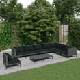 thumbnail image 1 of vidaXL 9 Piece Garden Lounge Set with Cushions Poly Rattan Dark Grey, 1 of 4
