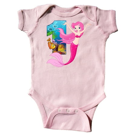 

Inktastic Pink Mermaid 1st Birthday Gift Baby Girl Bodysuit