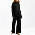 thumbnail image 5 of Jinhomg Thick Knitted Cotton Set for Women 2 Piece Thermal Comfy Fall Winter Outfits Casual Long Sleeve Turtleneck Tops with Elastic Waist Wide Leg Pants Summer Saving Black Free Size, 5 of 6