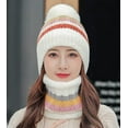 thumbnail image 2 of CoCopeaunts Women Pom Beanie Hat Scarf Set Girls Winter Knit Hat Warm Slouchy Ski Skull Cap Scarf Set, 2 of 7
