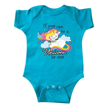 

Inktastic If you can be a Unicorn be One with Rainbow Unicorn in Cloud Gift Baby Boy or Baby Girl Bodysuit