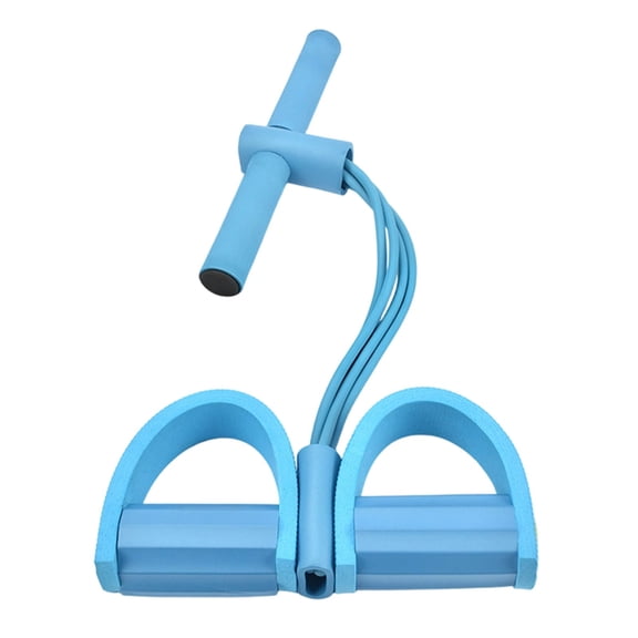 Pedal Resistance Band with Handle 4-Tube Puller for Strength Training Tummy Waist Arm Leg Home Gym Exercise Equipment Multifunction(Blue)