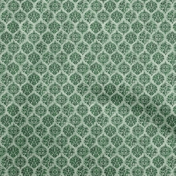 oneOone Cotton Cambric Green Fabric Asian Batik Ogee Dress Material Fabric Print Fabric By The Yard 56 Inch Wide