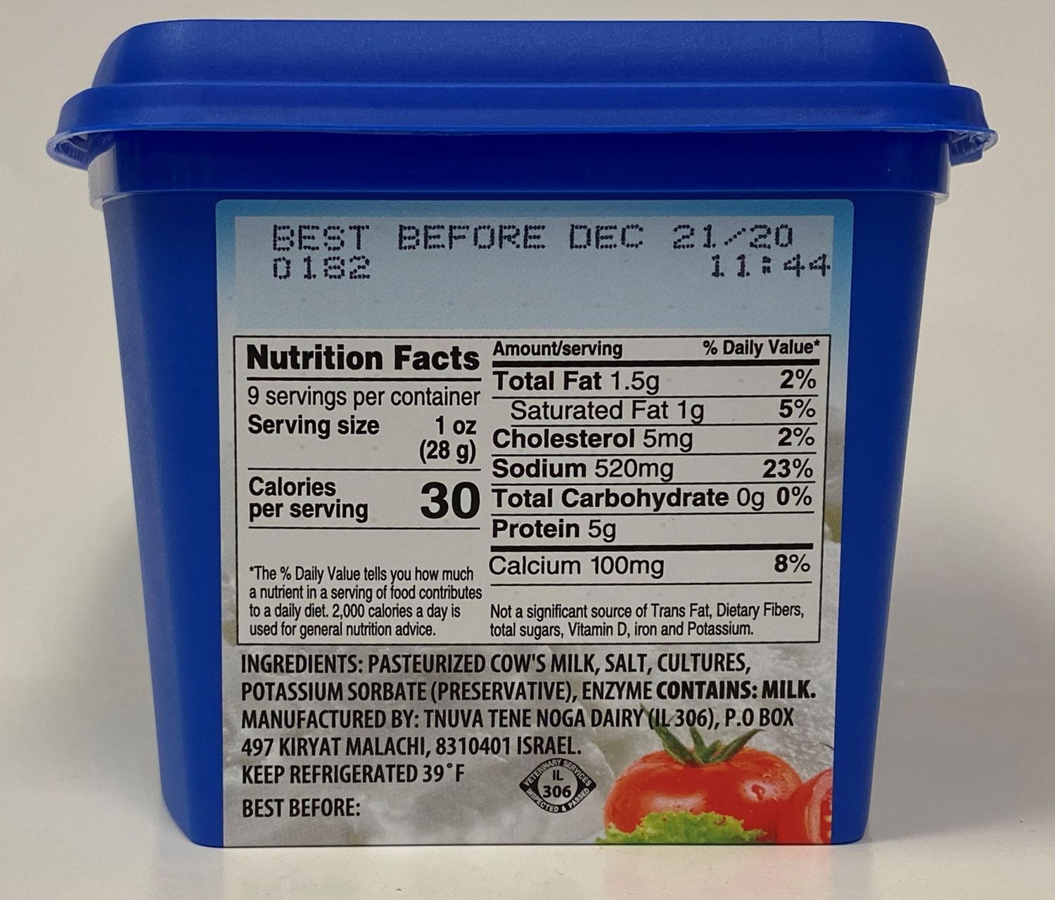 Tnuva Feta Cheese Light (Cow's Milk Light Feta Cheese in Brine), Feta cheese