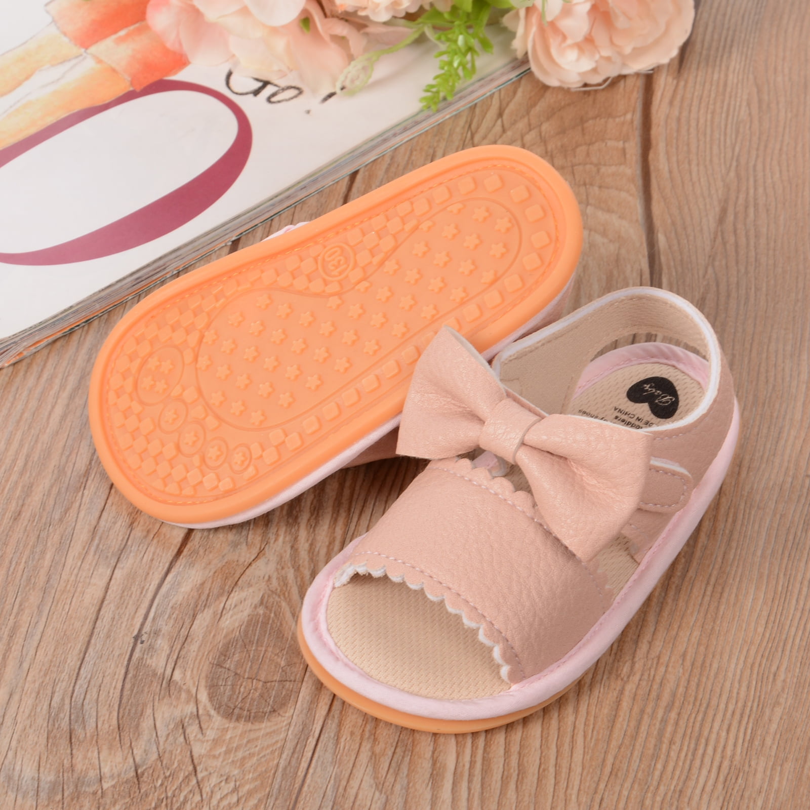 Ｆ♡ ITFABS Baby Sandals, Girls Solid Color Bowknot Walking Shoes