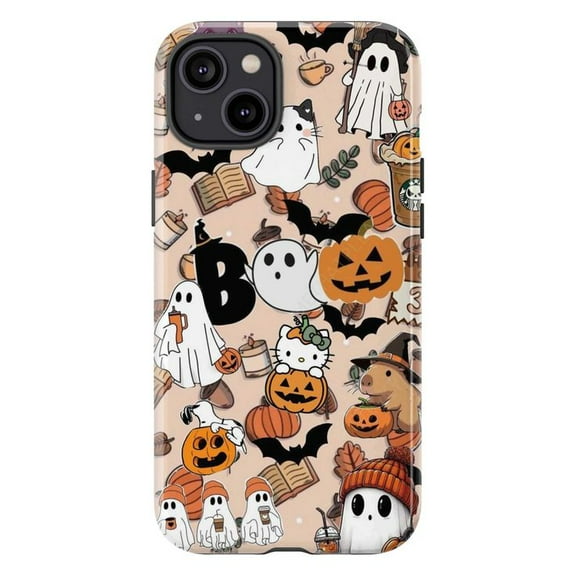 Cute Halloween iPhone Case for iPhone 16 15 14 13 12 11 Pro Max Plus Mini – Kawaii Ghosts, Pumpkins, Cats, BOO Pattern Protective Fall Phone Cover