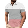thumbnail image 1 of Camisa Casual de Impresión de Gradiente de los Hombres, Top de Solapa de Manga Corta en Tela de Malla Ligera para el Aire Libre Y el Ocio, Blusa de Suéter Elegante, 1 of 9