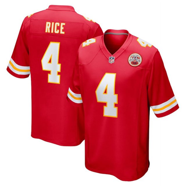 Men's Kansas City_Chiefs Game Player Jersey Rashee Rice 4 Adult Sport football Jersey-Red-3XL