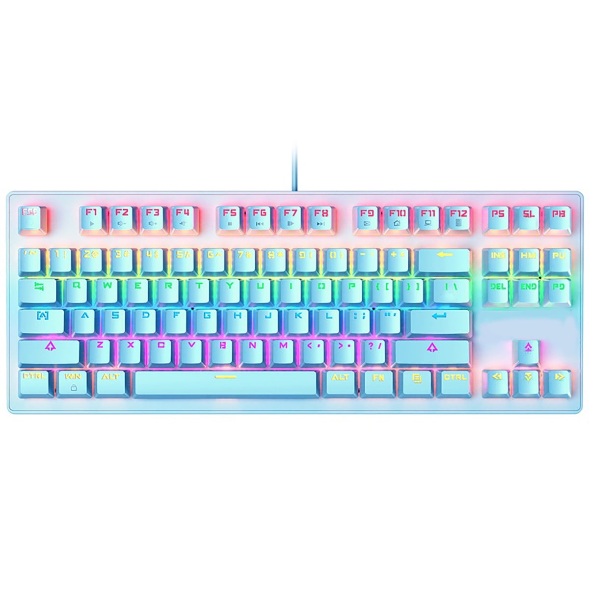 USB Wired Mechanical Keyboard,87 Key RGB Backlit Keyboard,Suspend