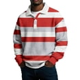 thumbnail image 3 of Liweisiy Men's Waffle Knit Shirts Color Block Long Sleeve Lapel Collar Loose Fit Button Tops Lounge Printed Baggy Shirts Red 3XL, 3 of 6