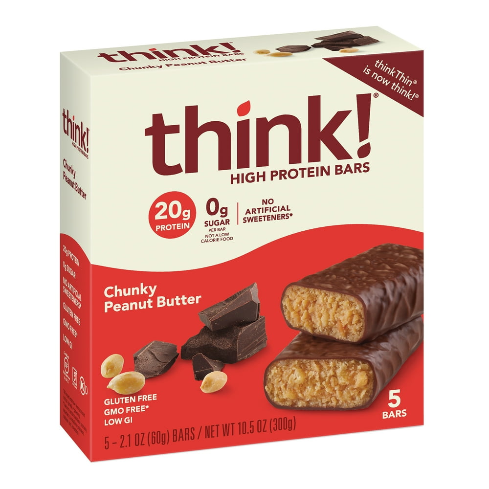 think! High Protein Bar, Chunky Peanut Butter, 20g Protein, Gluten Free