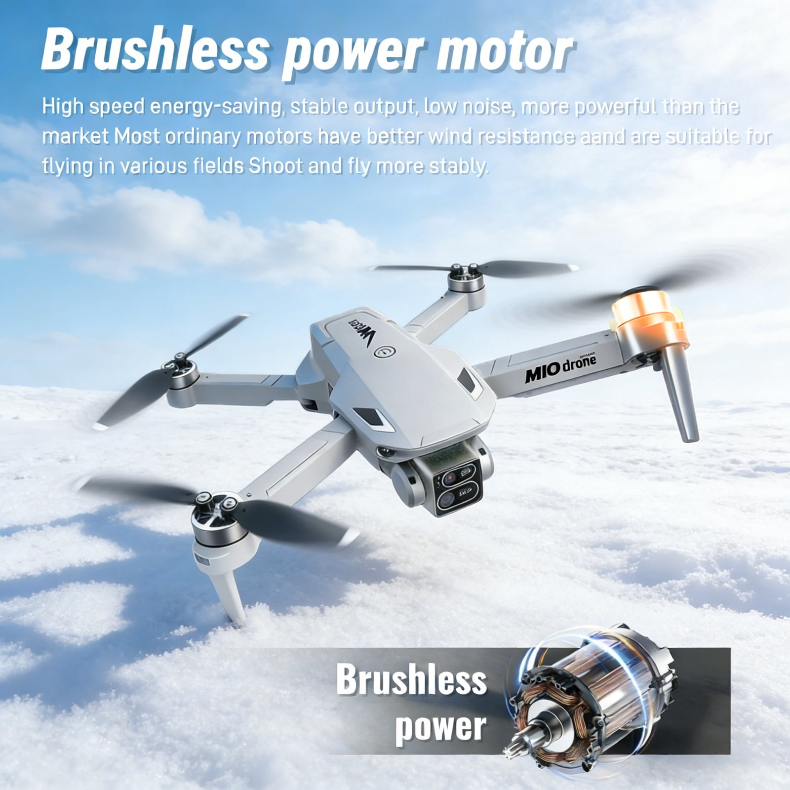 Foldable Dual-Camera Drone with Brushless Motor, Optical Flow Positioning, 4K HD FPV, Long Flight Time with 2 Batteries, Remote Control – Gray.