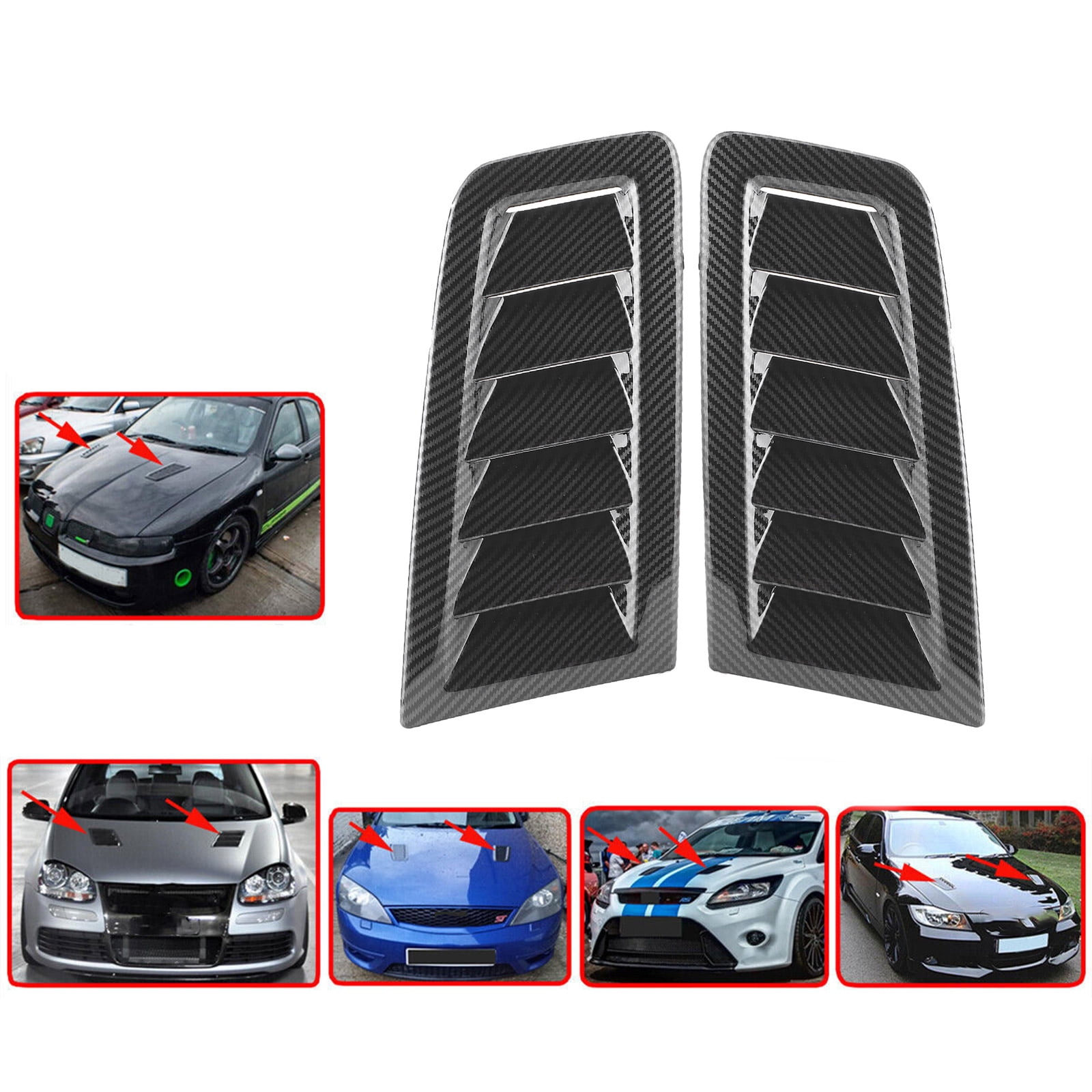 BIBABLYKE Engine Hood Vent Air Flows Cover Optimizes Air Circulation Car Exterior Part For MK2, Enhances Cooling & Performances 2x