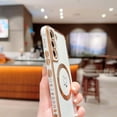 thumbnail image 6 of Compatible with Magsafe Case for Samsung Galaxy S21,Heart Pattern Electroplated Design Soft TPU Shockproof Protective Full Camera Lens Protection Magnetic Case for Samsung Galaxy S21-White, 6 of 13