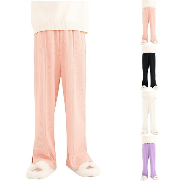 DGXTA Girl's Flare Leggings with Split Hem, Stretchy Bootcut Yoga Pants Wide Leg Athletic Bottoms Elastic Waist Flowy Casual Pants