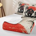 thumbnail image 4 of Homewish Japanese Samurai Landscape Quilt King,Pine Trees Red Sun King Coverlet Set,3-Piece, 4 of 7