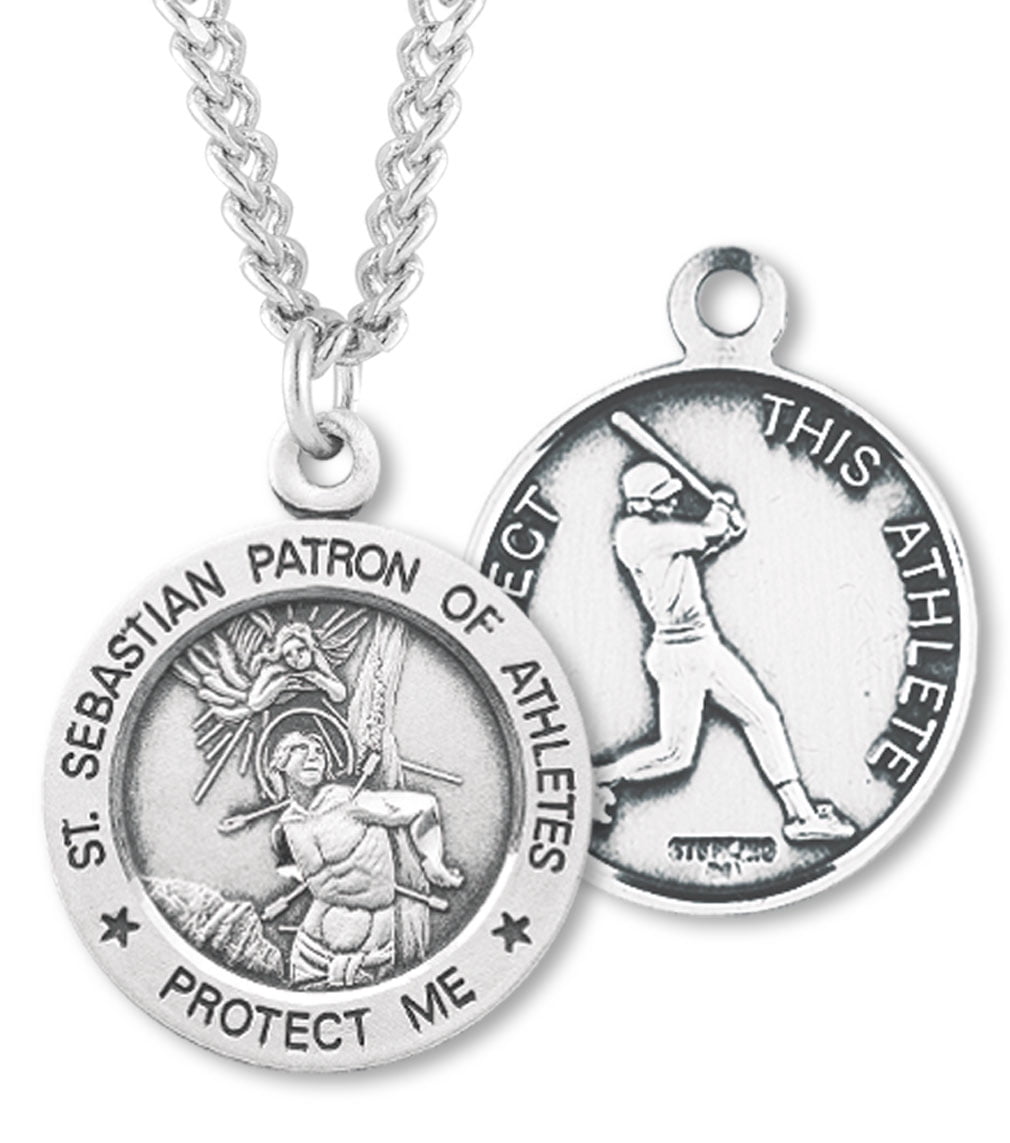 Heartland Mens Sterling Silver Our Lady of All Nations Oval Medal USA Made Chain Choice 