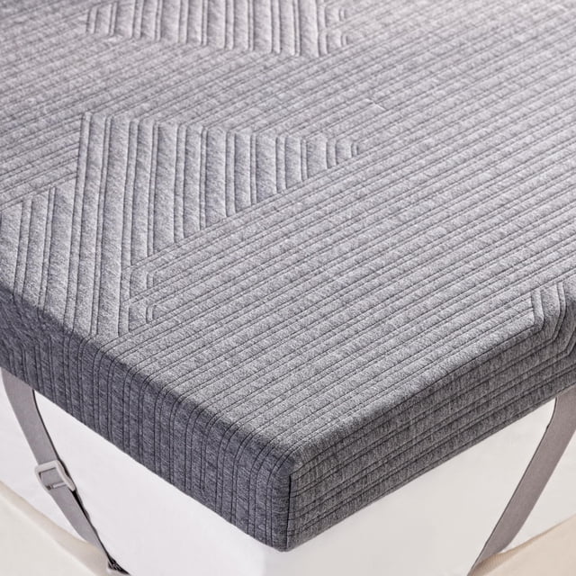 Cubrecolchón BDEUS de espuma viscoelástica firme de 3" tamaño Queen, gris
